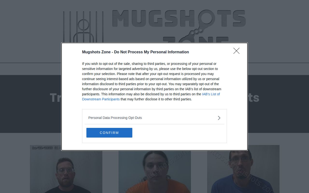 Tri-County Regional Jail unofficial Mugshots.zone record page capture