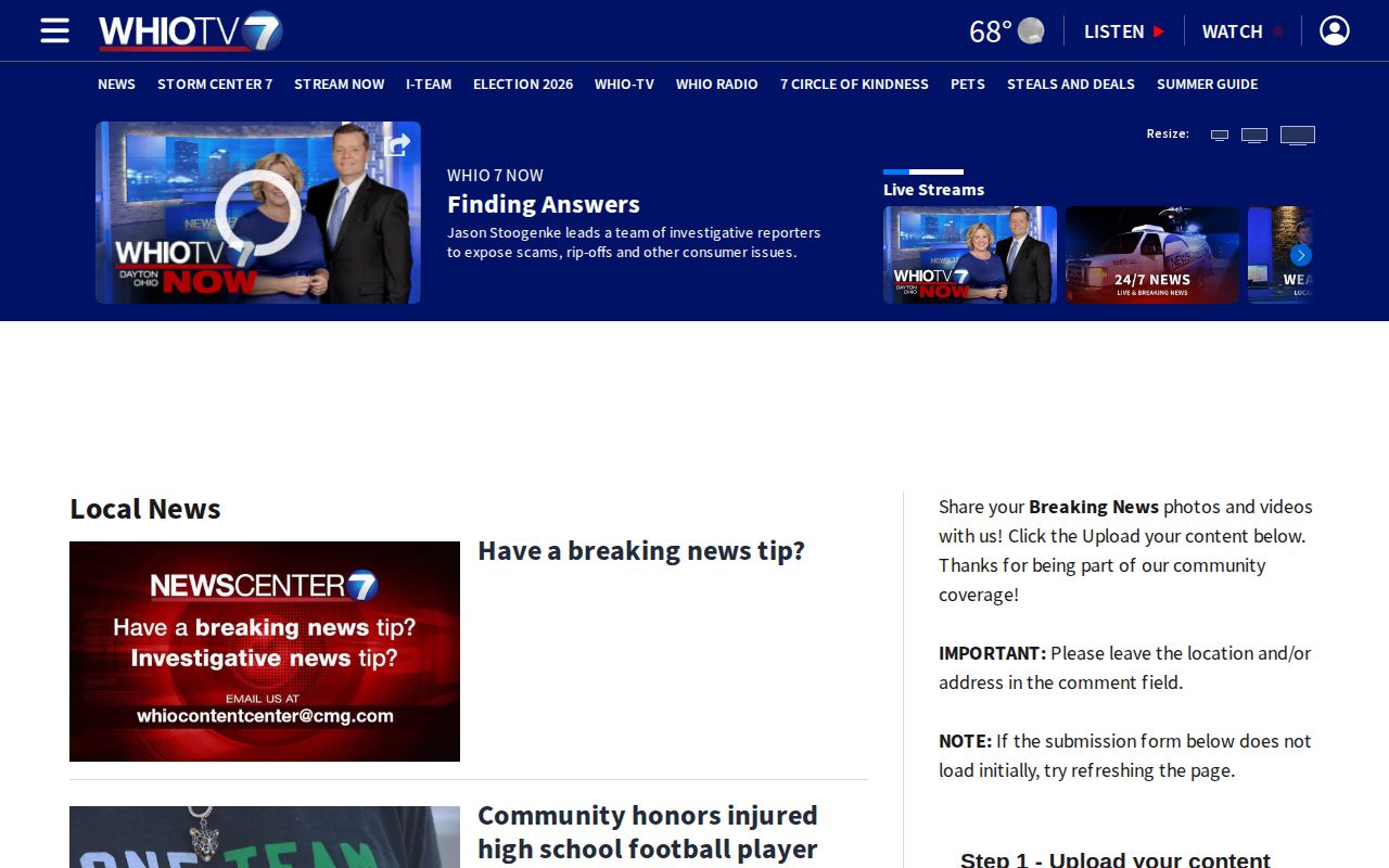Champaign County WHIO local crime news and jail-bookings module capture