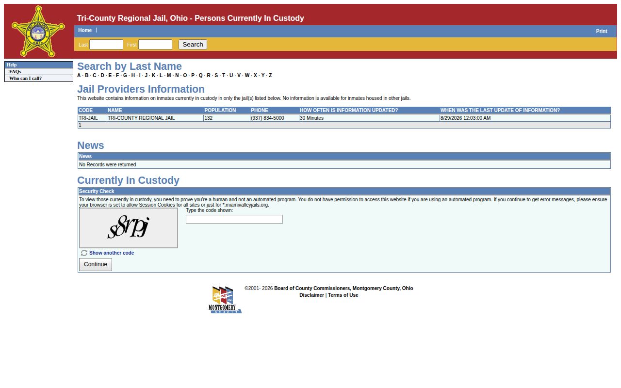 Champaign County Tri-County current-custody roster search for booking records
