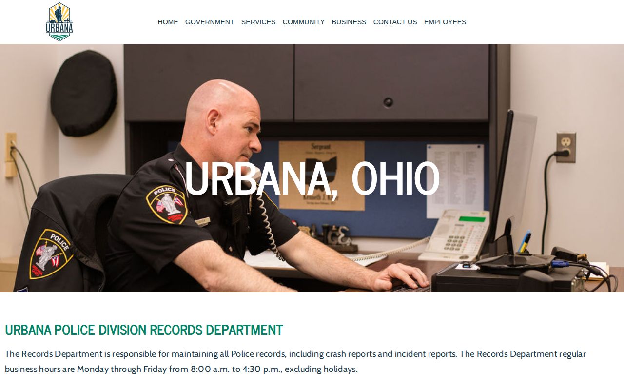 Champaign County Urbana Police booking-record request page